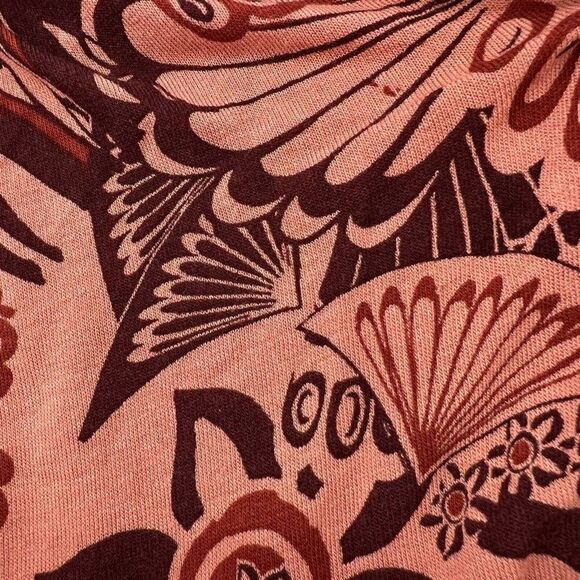 Free People Women’s Amour Floral Print Open Shoulder Top Coral Red Orange small - Picture 3 of 5